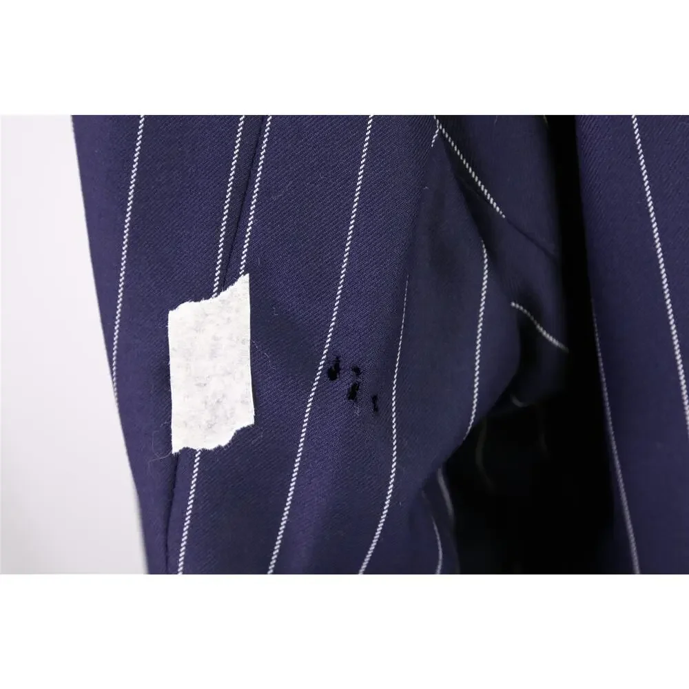 Ralph Lauren Purple Label Navy Blue Pinstripe 2-Btn Suit Jacket Blazer 42L